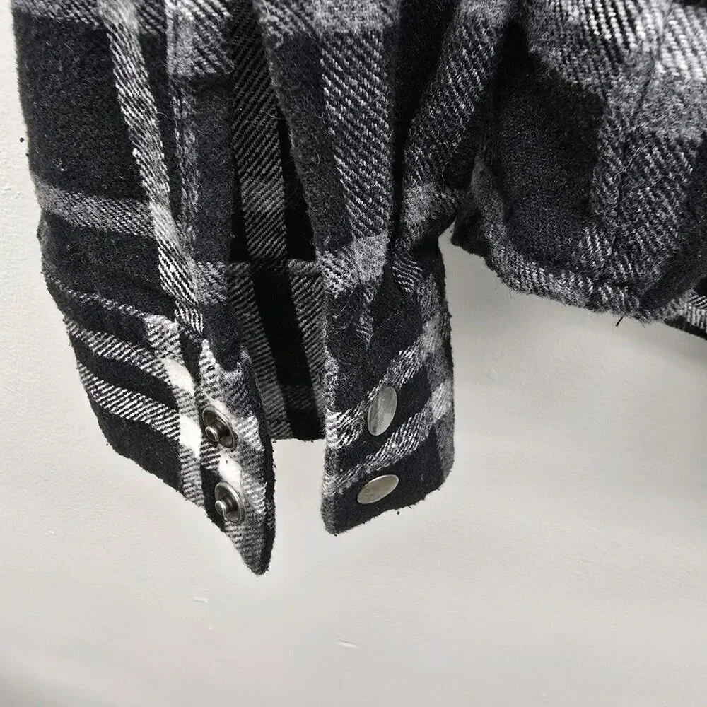 Urban Groove Buffalo Plaid Flannel Shirt Black White Sz Large (A9) - Picture 2 of 7